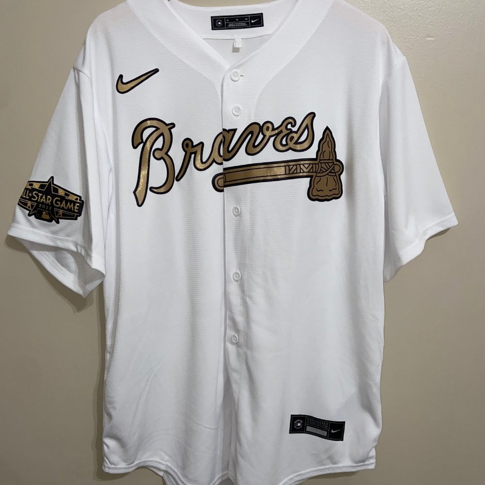 Nike Atlanta Braves 2022 MLB All Star Game Jersey White Gold Men's Size XL NEW